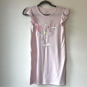 🌼 5/$25 Wonder Nation Girls Pink Unicorn Pegasus Nightgown Sleep Dress Size 7/8